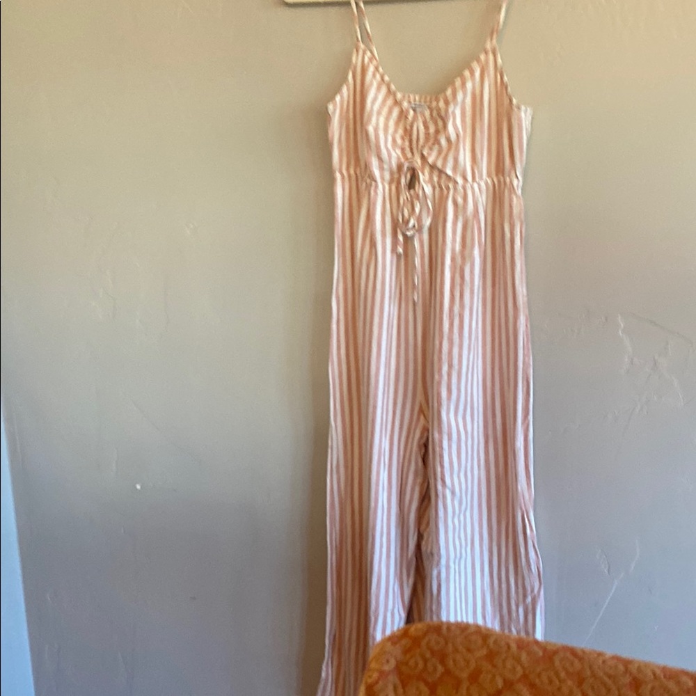 Chic Pink and White Striped Jumpsuit